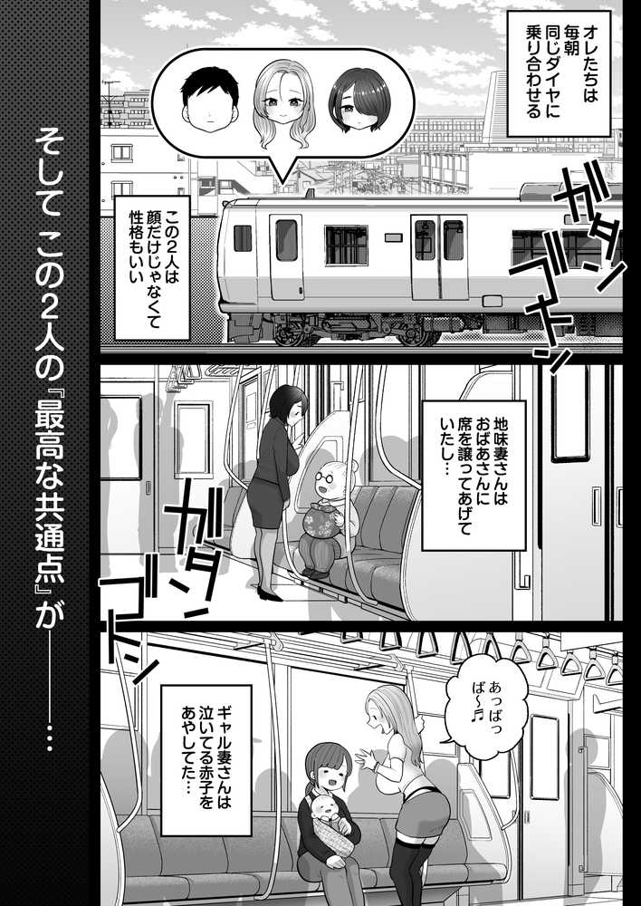 地味妻さんとギャル妻さん、人妻鉄道昇り行（イ）き