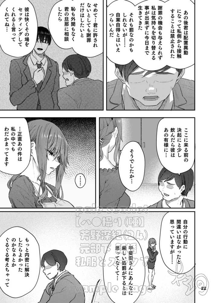 【ハメ撮り(睡】 芳野深紀(24) 元部下 新婚 私服とスーツで【pale scarlet】 (p22)