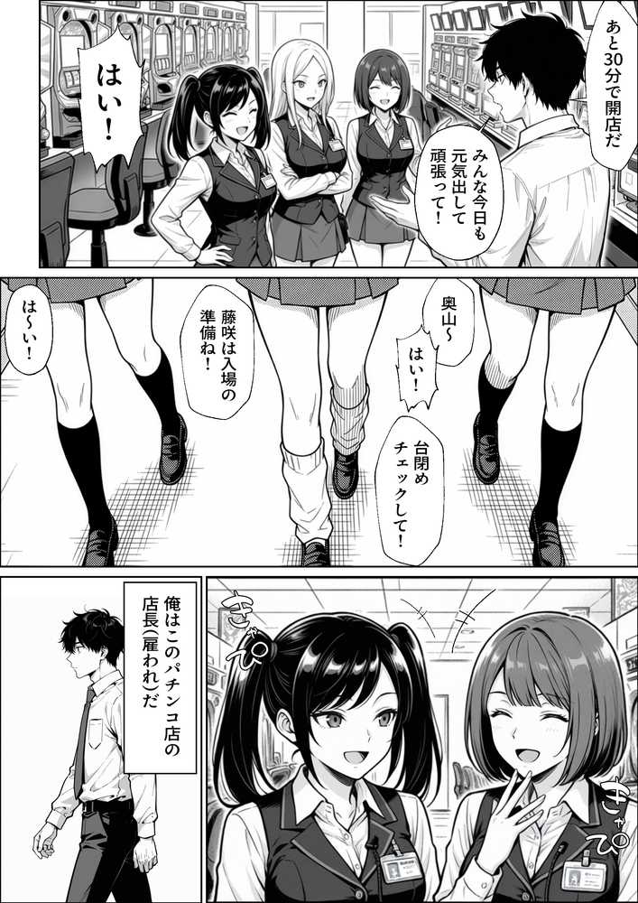 パチンコ店長の俺。女子スタッフのシコい足で毎日脳汁出してたらイチャラブSEXする事になった！〜ただし時々殴られる〜