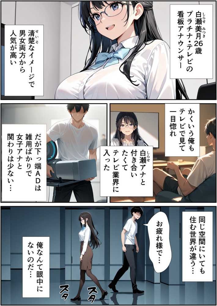 局内トップ人妻女子アナが俺の上で腰振りハーレム 〜雑用ADが3人を楽チン肉便器化〜【人妻OL敗北劇場】 (p3)