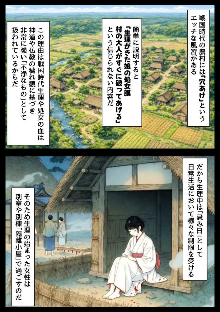 《処女穴開け儀式》戦国時代の農村に俺が転生したら、エロすぎた史実の話2【【ハマダ商店】】 (p10)