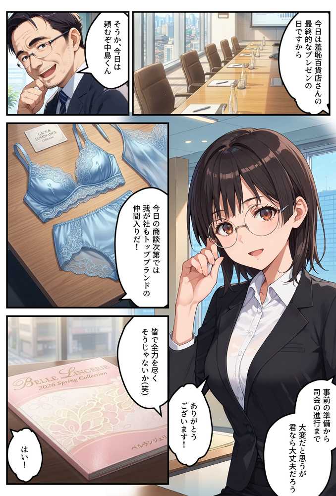 モデル来ないから…お前が下着モデルやれ！ー美人営業ちゃんの羞恥プレゼンー【羞恥露出研究所】 (p2)